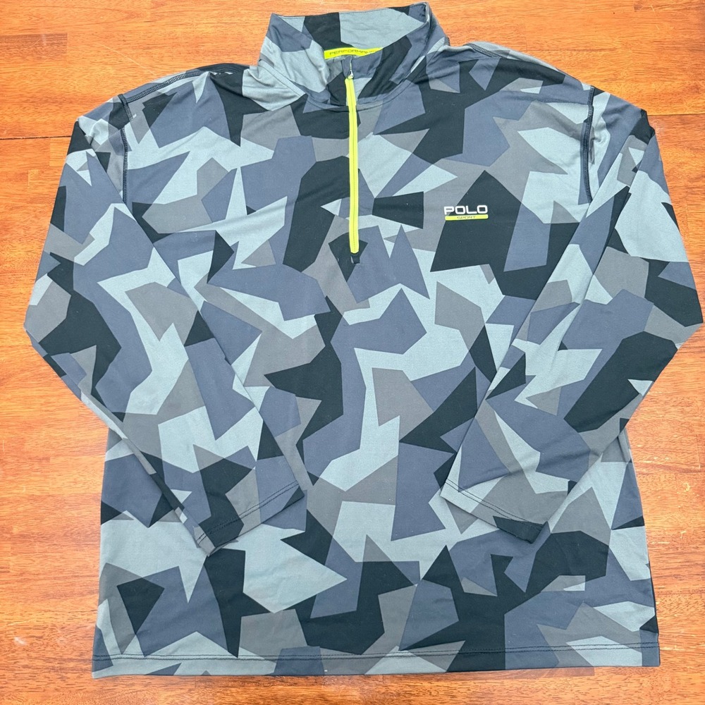 Polo Sport‎ Men's Camo Quarter Zip Long Sleeve Performance Pullover Shirt